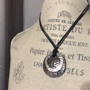 Hammered black and silver necklace